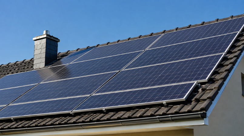 Residential rooftop solar panel installation supported by OSG Oriana India, showcasing space-efficient solar energy solutions for homes