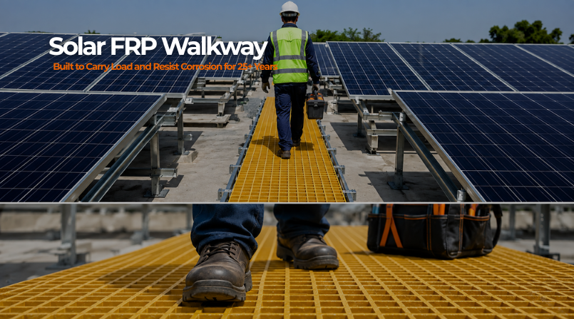 Solar FRP Walkway: Built to Carry Load and Resist Corrosion for 25+ Years