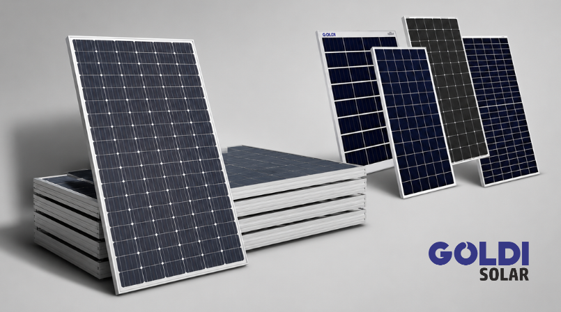 Goldi Solar panels product showcase for a commercial rooftop project Distributed by OSG Oriana India Across India